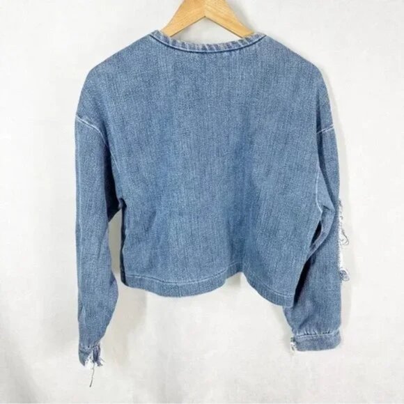 Ksenia Schnaider Fall 2018 RTW Collection Distressed Denim Top - Picture 4 of 9